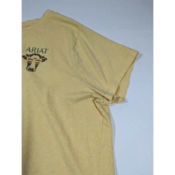 Ariat Relaxed Yellow Women T Shirt  XXL Cow With Rainbow Sunglasses Graphic - Picture 4 of 10